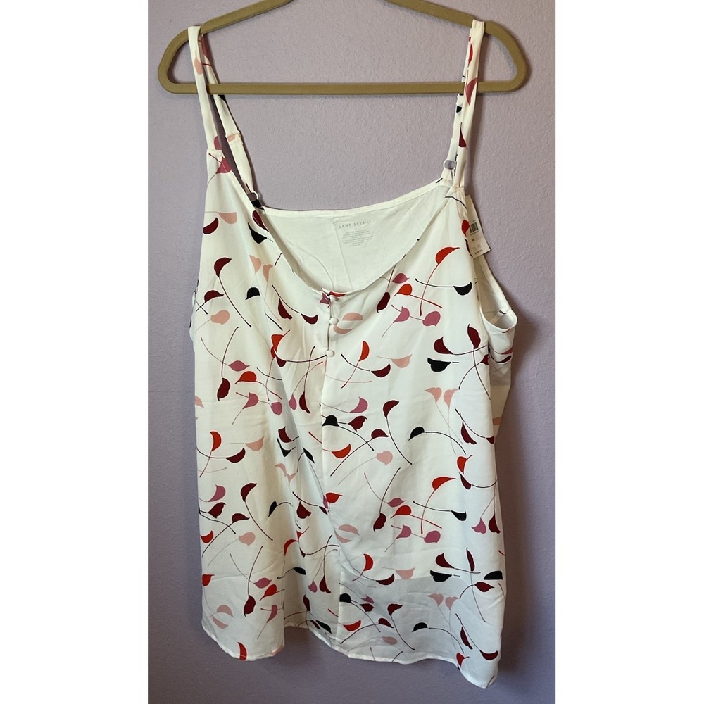 Lane Bryant White Leaf Print Fall Sleeveless Cami Blouse Plus Size 26 New